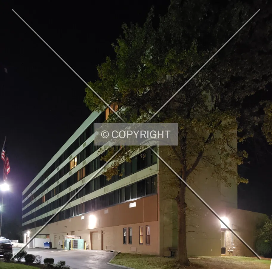 Night view from the northeast; September 27, 2019