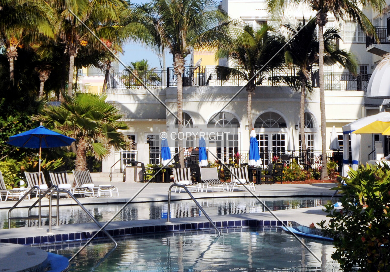 View of the pool area from the beach