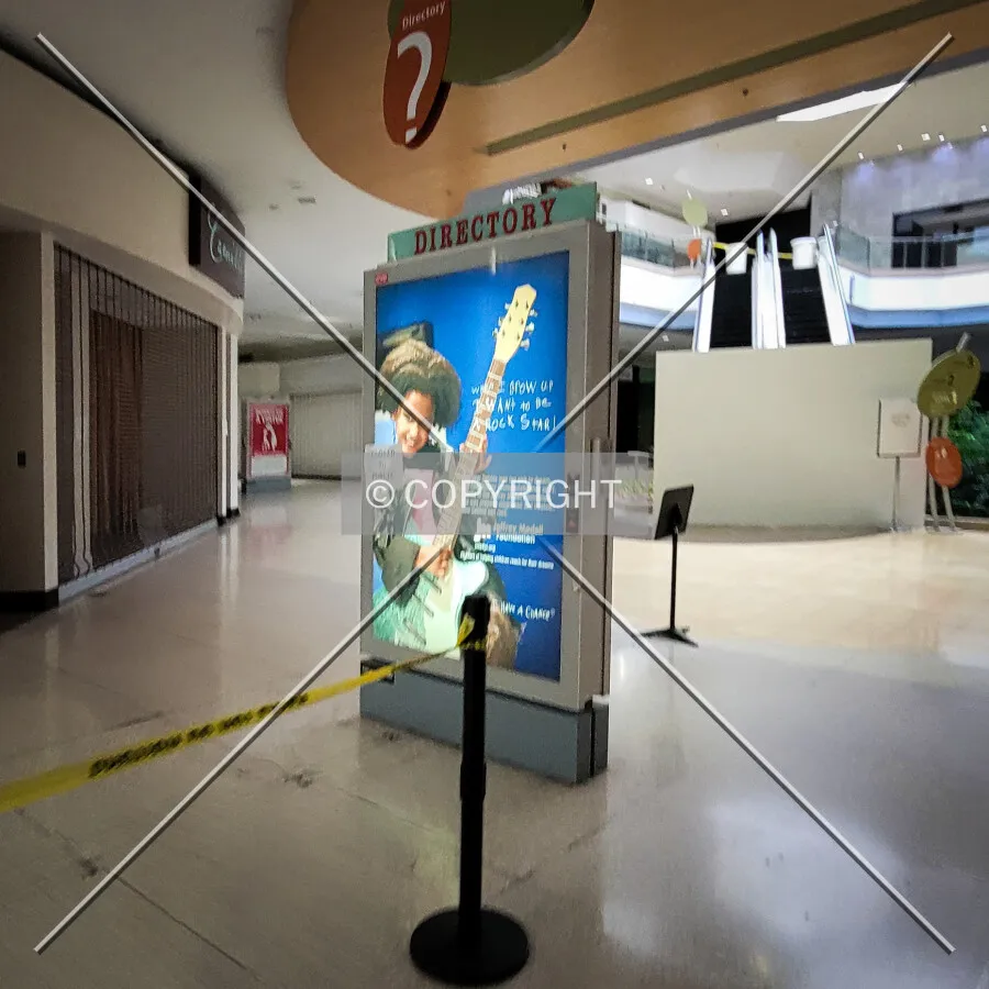 Directory in the closed Dillard's wing; October 28, 2023