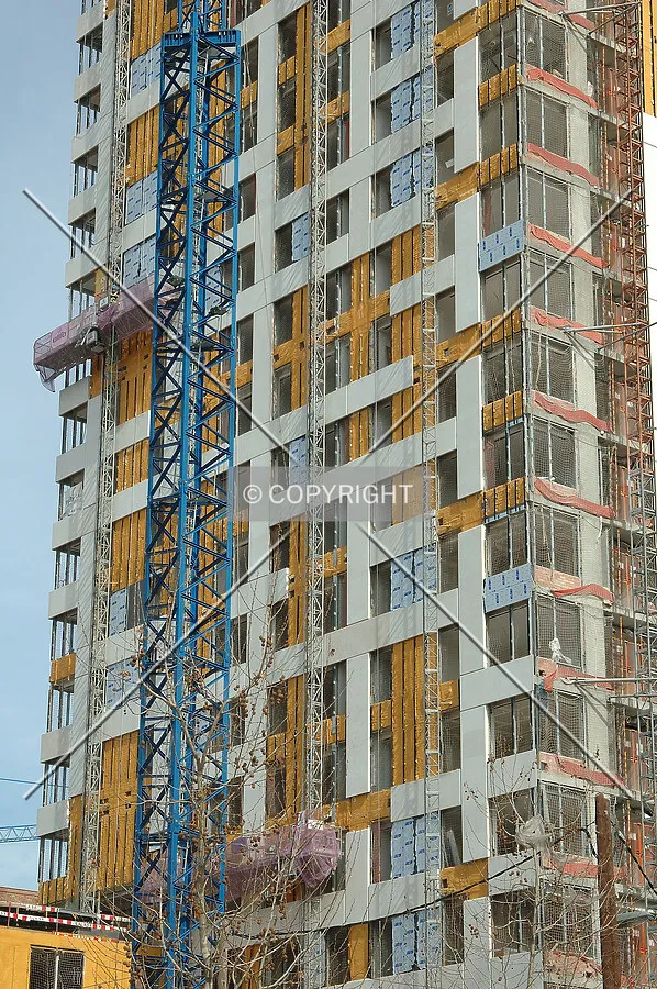Facade work on first floors