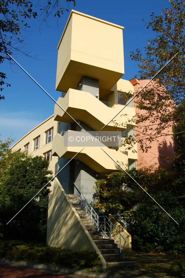 Stairs at the southwest corner