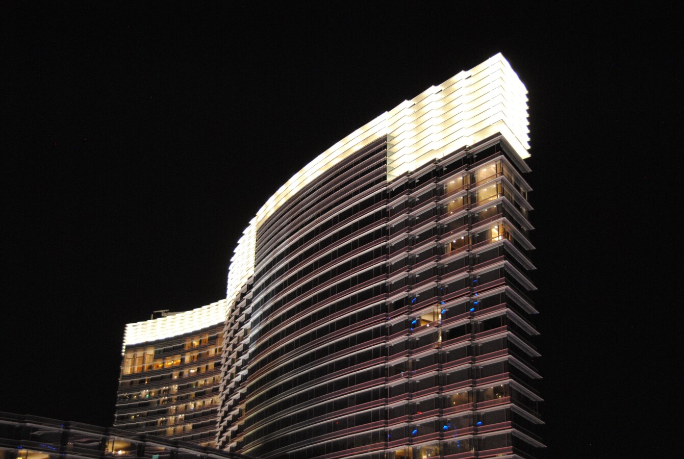 Looking southwest at the building top