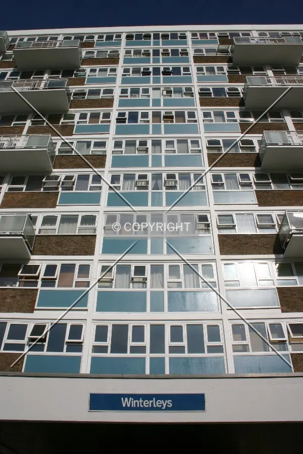 Looking up from the entrance