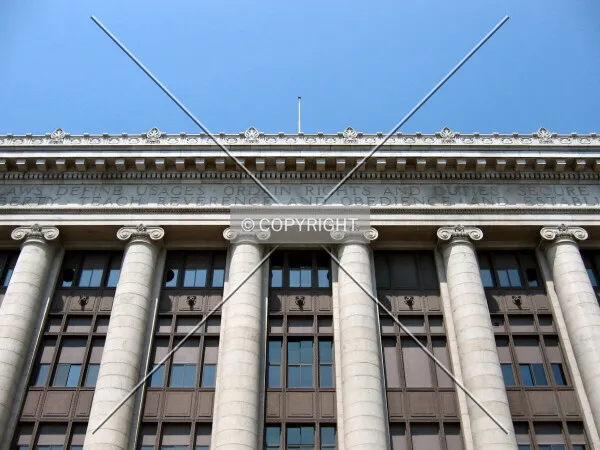 Looking up the front facade