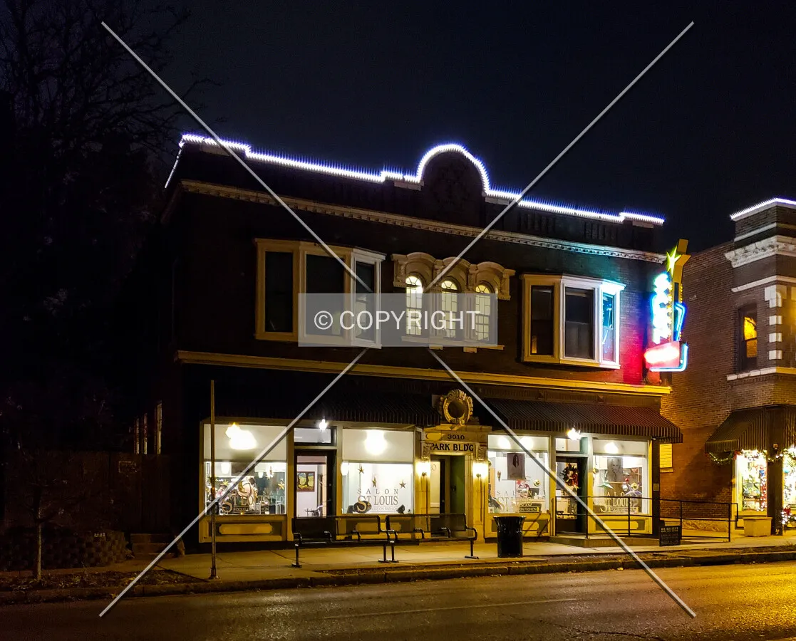 View from the northwest at night; December 21, 2018