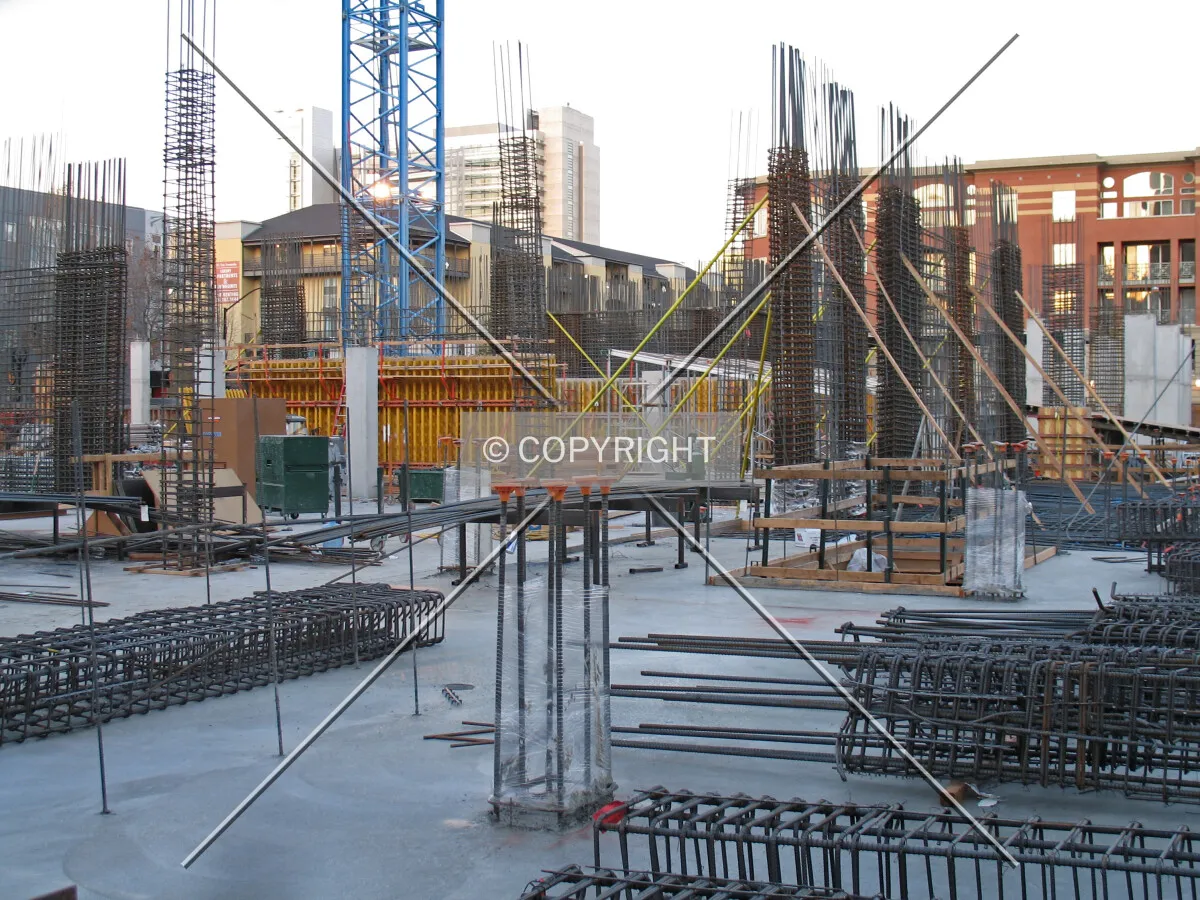Looking northeast through the site following completion of the first floor slab