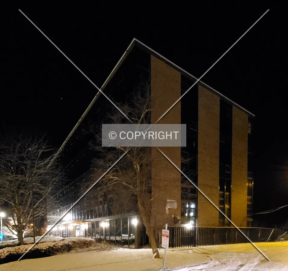 Northeast view at night; February 14, 2020