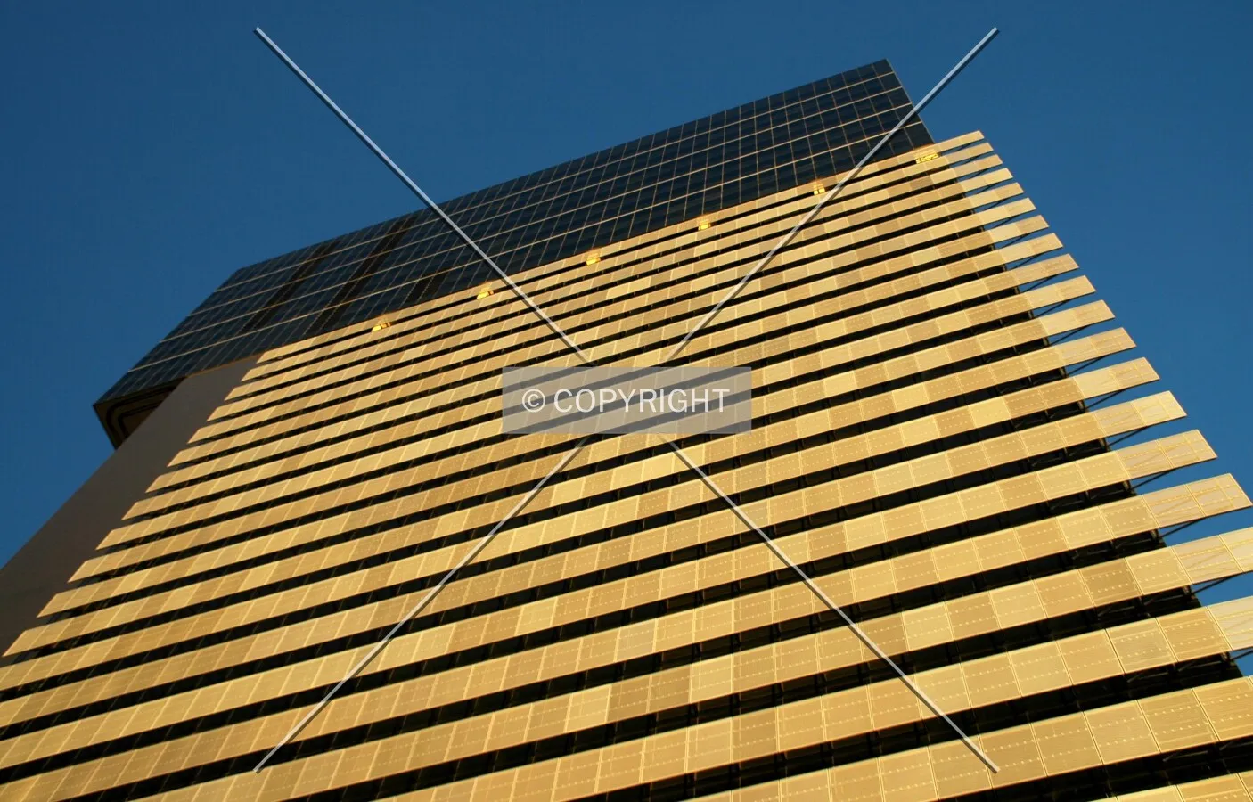Looking up the northwest facade