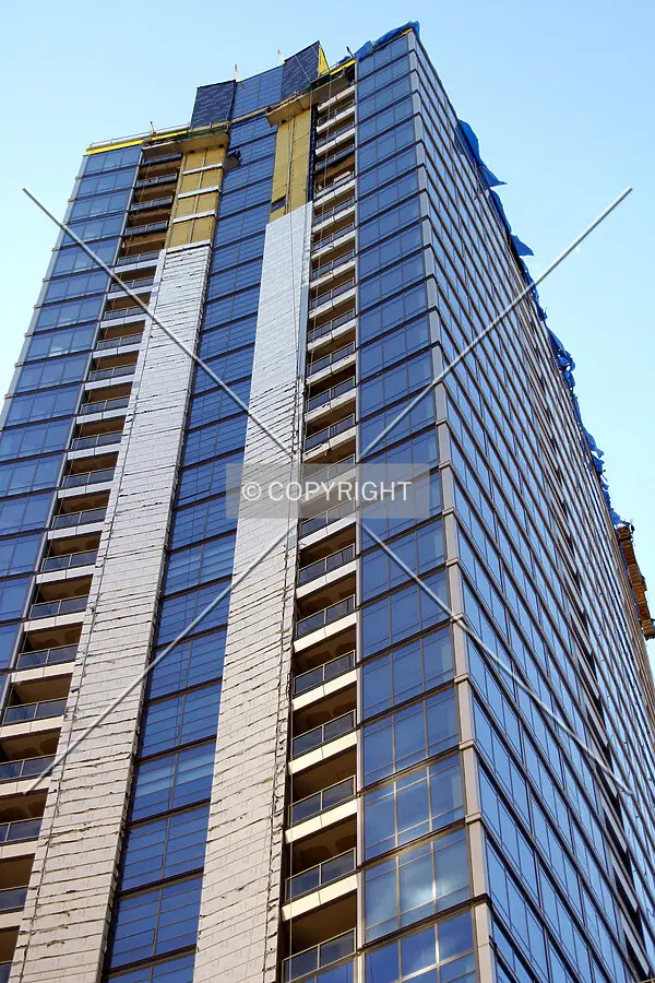 Looking up the northeast corner