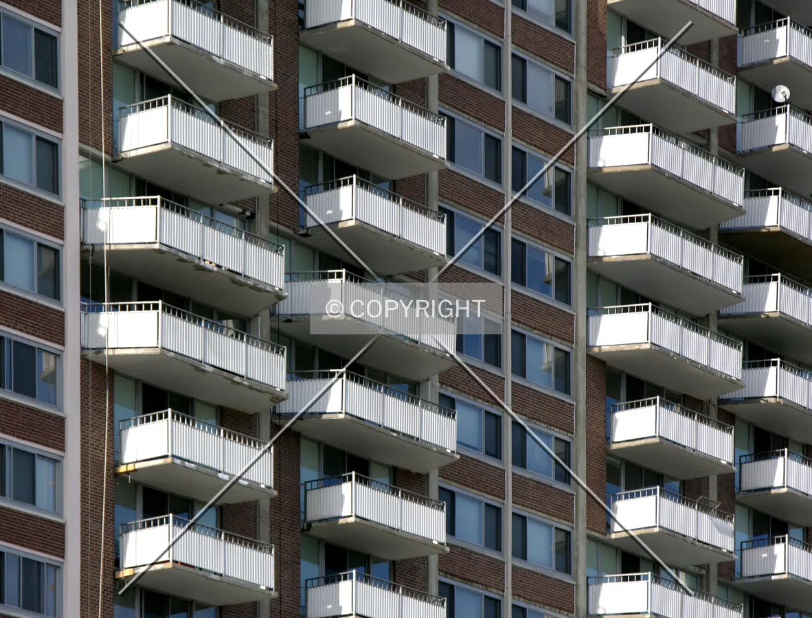 Balconies and facade on the southern side