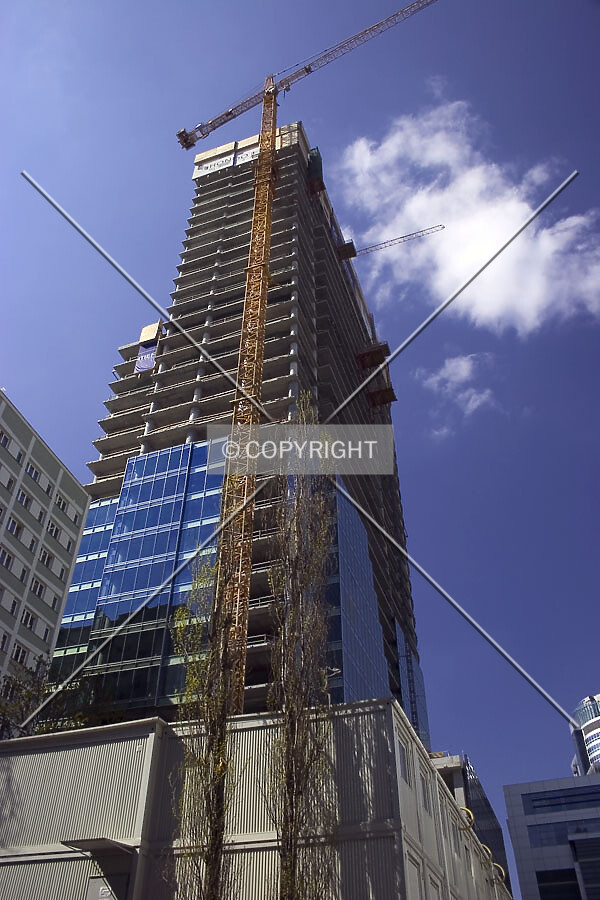 Looking up the southeast corner