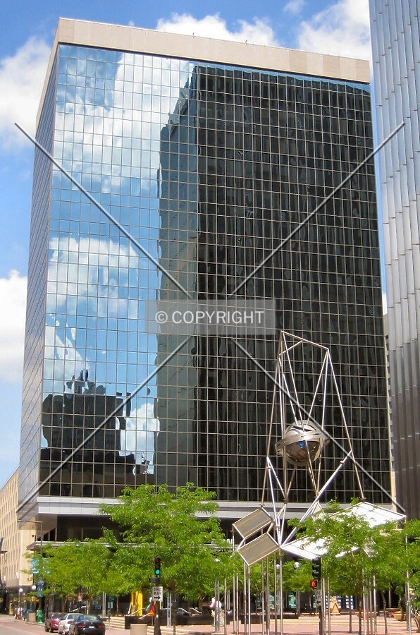 View to the north from Wabasha Street, reflecting Ecolab Corporate Center