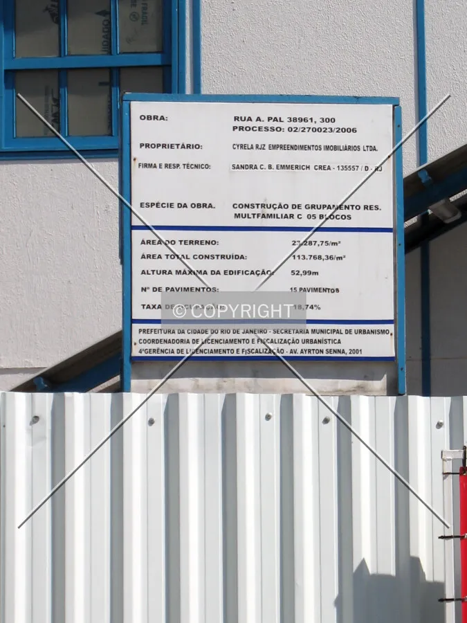 Sign with technical data about the complex