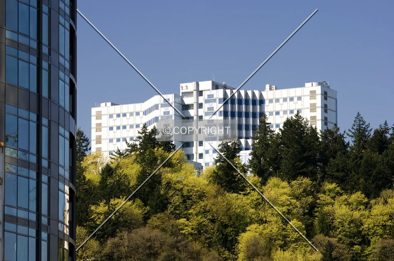 As seen from the Willamette river near the new John Ross Condominiums development which appear in the near left