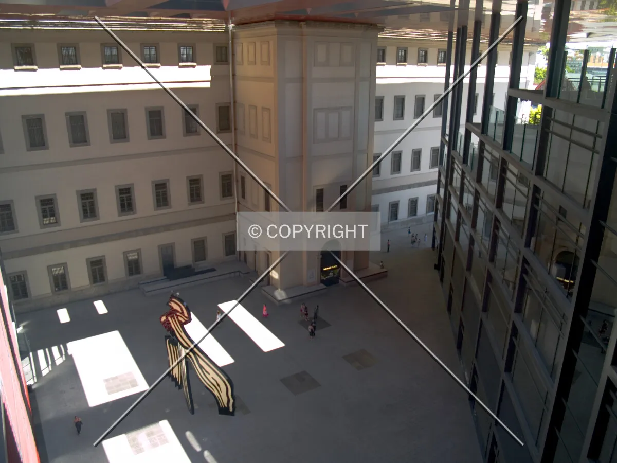 Looking down into the courtyard