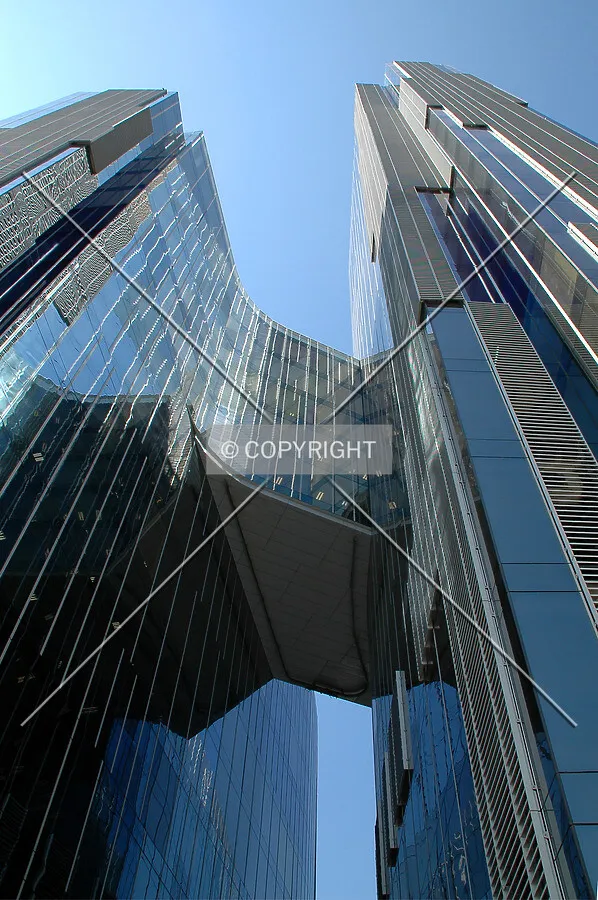 Looking up beneath the skybridge