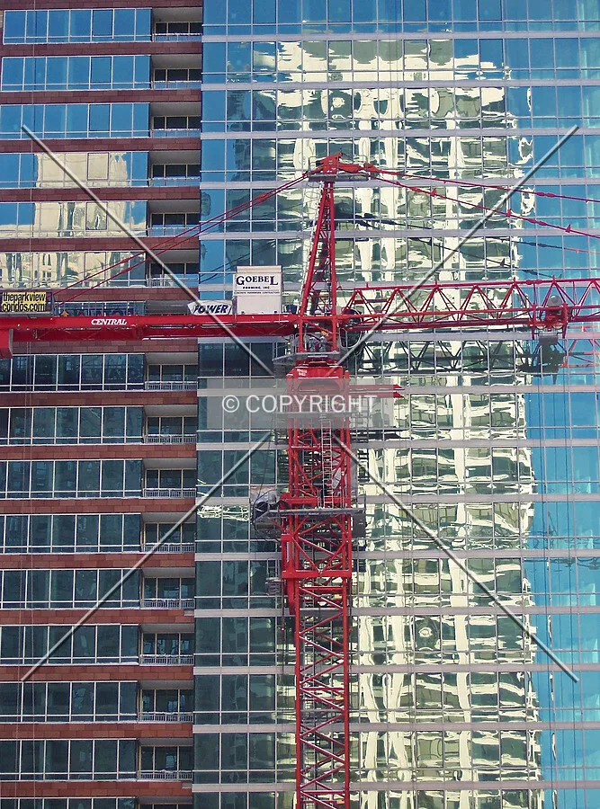 North facade reflections and disassembling of the tower crane