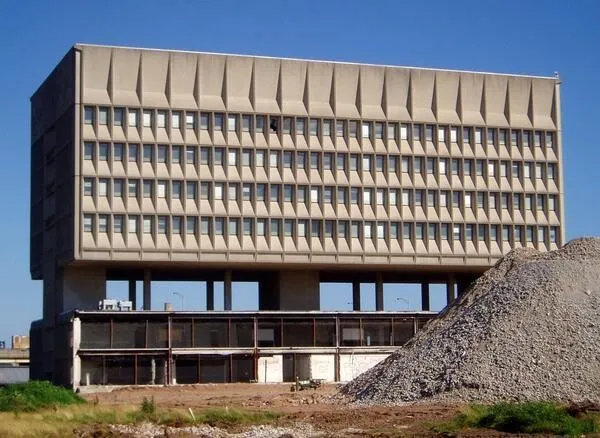 View from the southeast during reconstruction