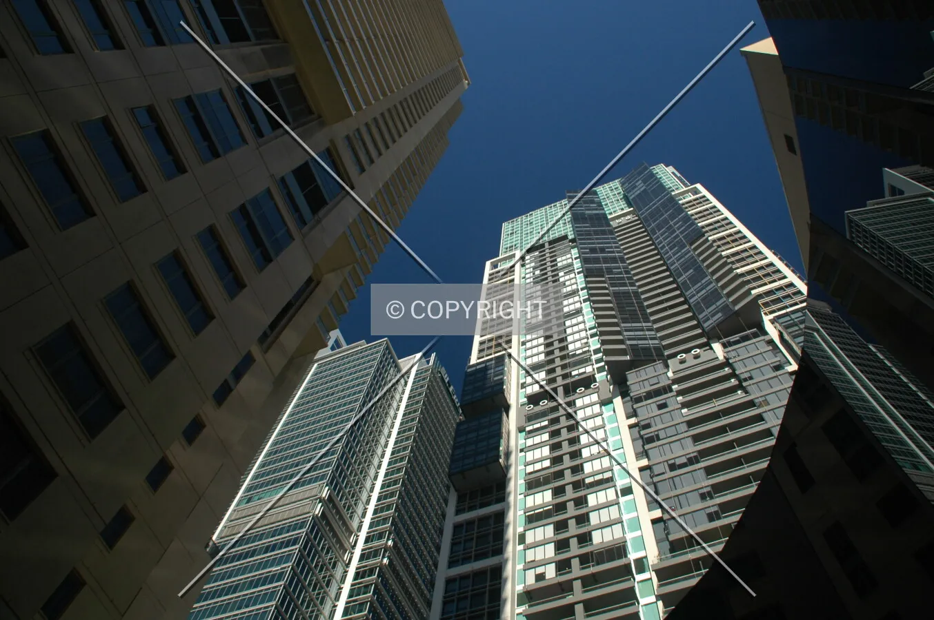 Looking up at the three towers