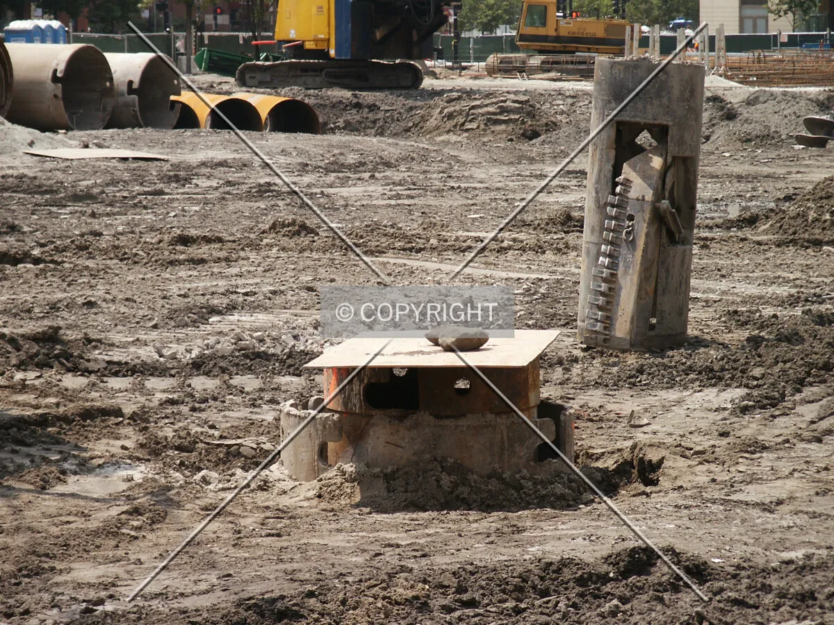 A caisson top on the east part of the site