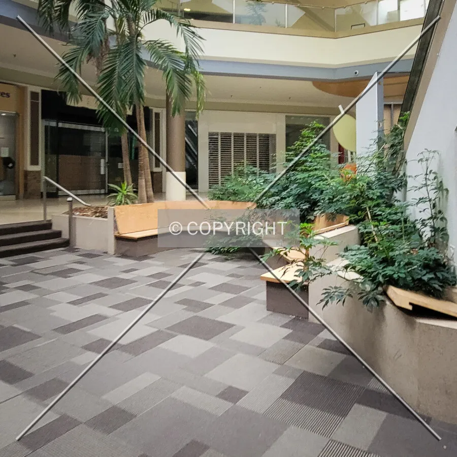 Seating area on the first floor in front of the former Dillard's Department Store; October 28, 2023