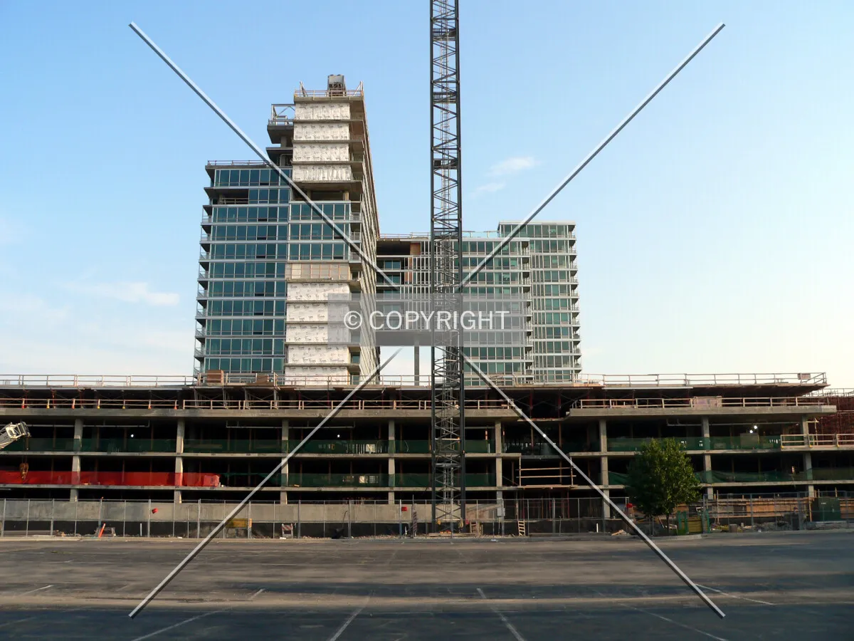 View to the south with Maple Tower beginning to rise in the foreground