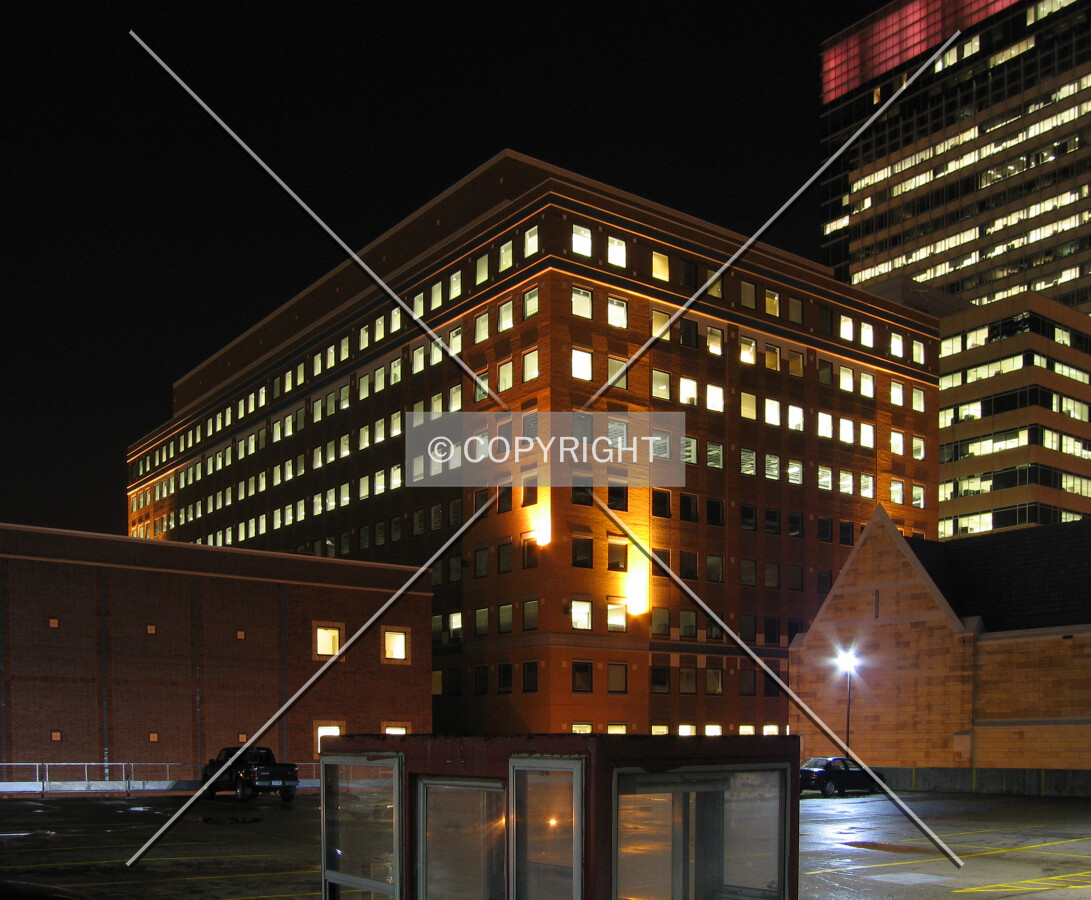 Lighting scheme viewed from neighboring parking ramp