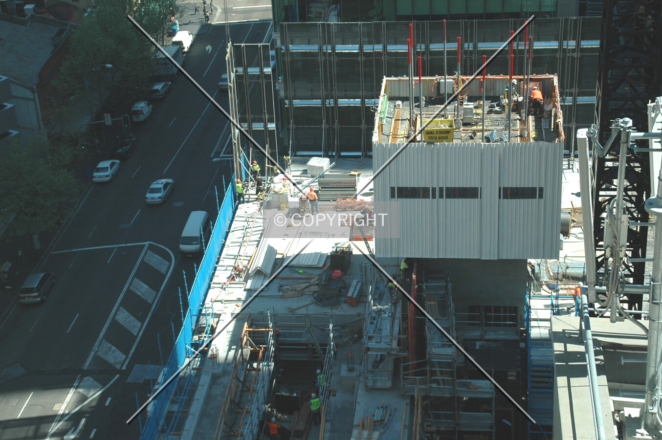 Elevated view over the site