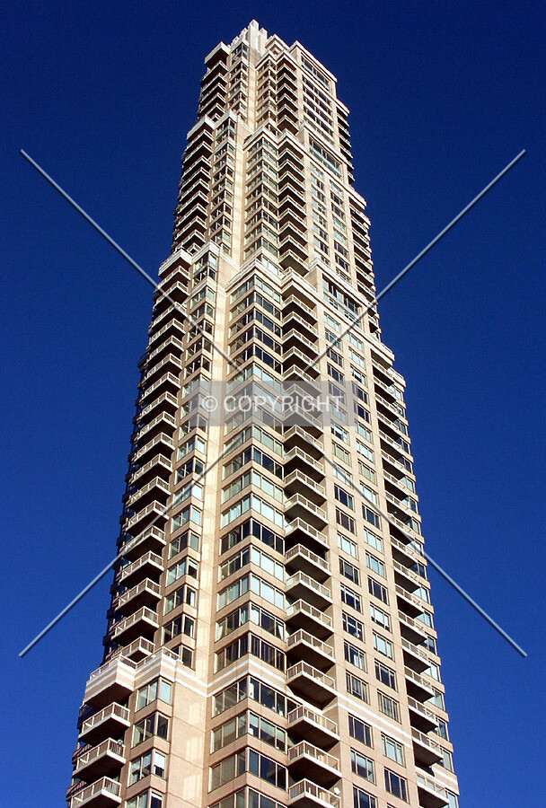 View looking up along the southwest spine of the tower