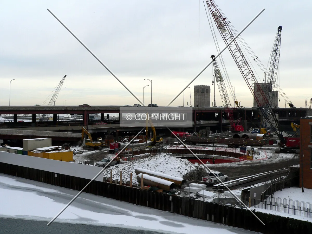 View to the southeast from the 3rd floor of the River East Art Center