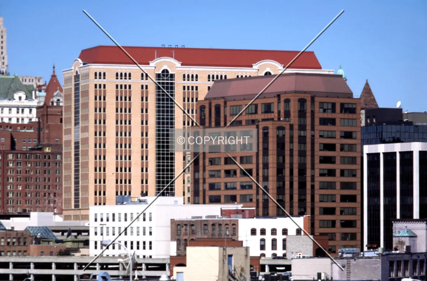 View from the southeast toward State Street
