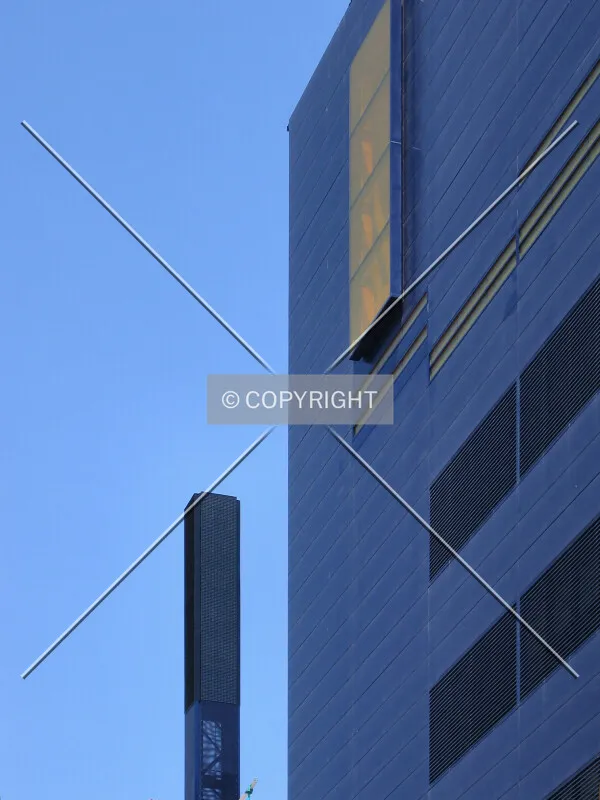 New window on the tallest section, with the second LED mast