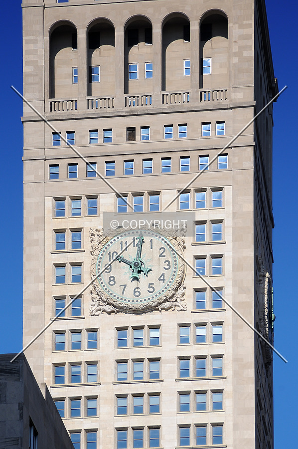 Close view of building's clock