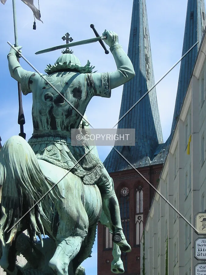 The church rising behind St George Slaying the Dragon