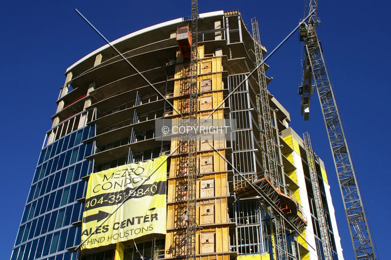 A look east at the front facade
