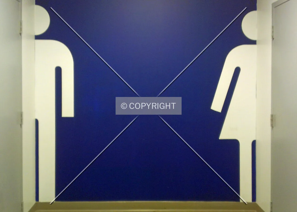Restrooms near the front entrance