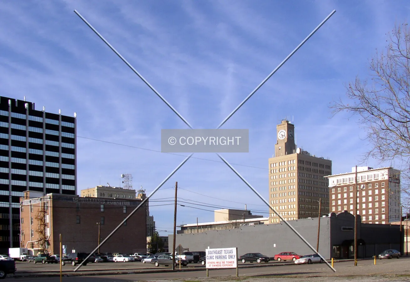 Looking northeast into downtown from Neches Street