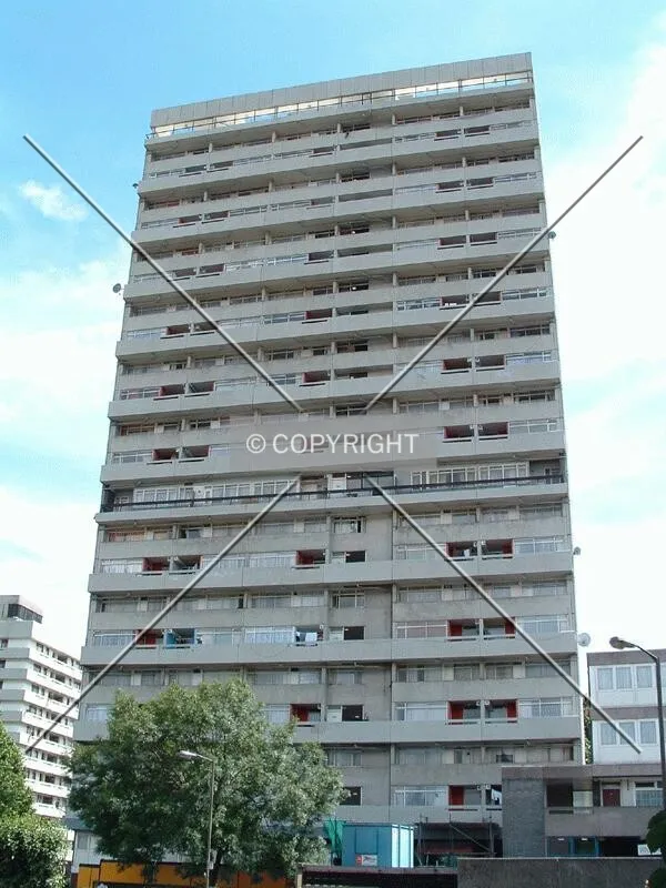 View of the tower from the end of Winstanley Road