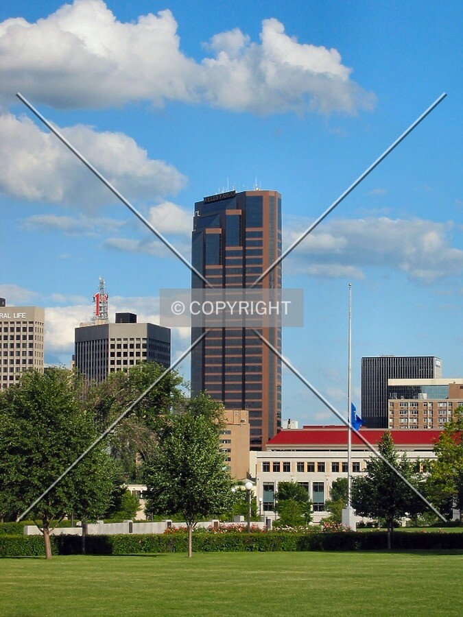 Distant view to the southeast from the State Capitol lawn