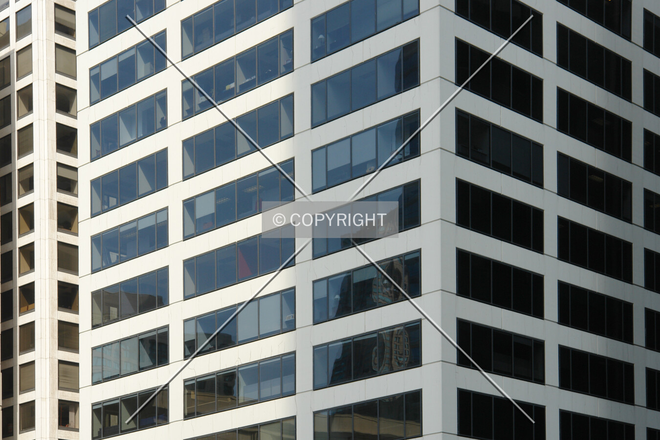 Office space shining through the windows
