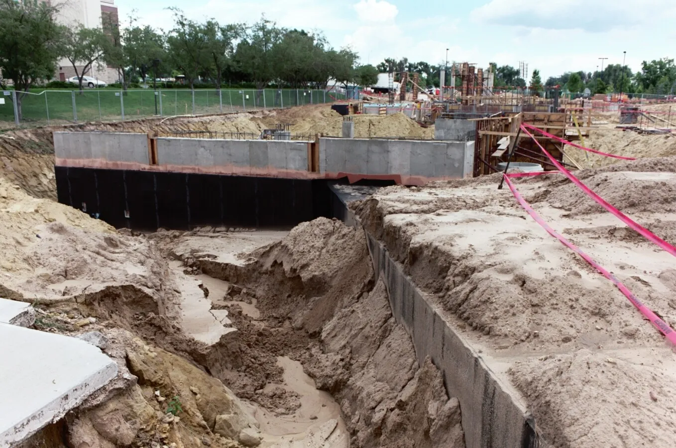 Some of the backfill washed out after a heavy rain