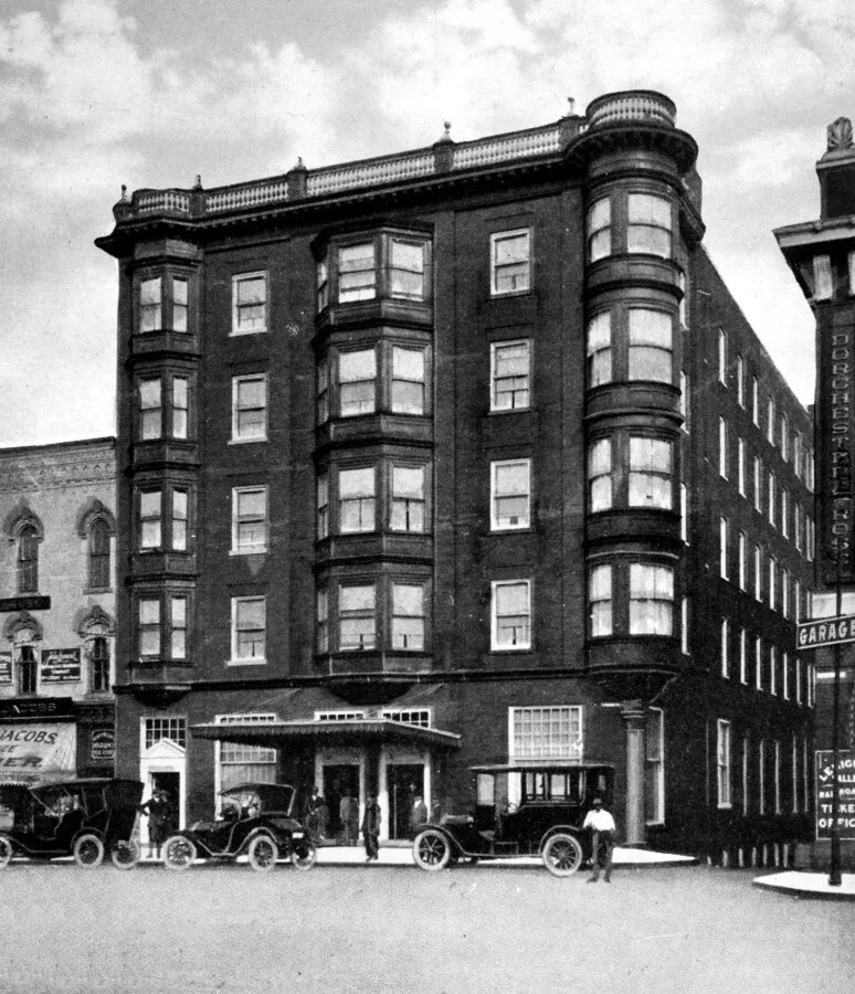 View from the west showing the 1912 addition on the north side