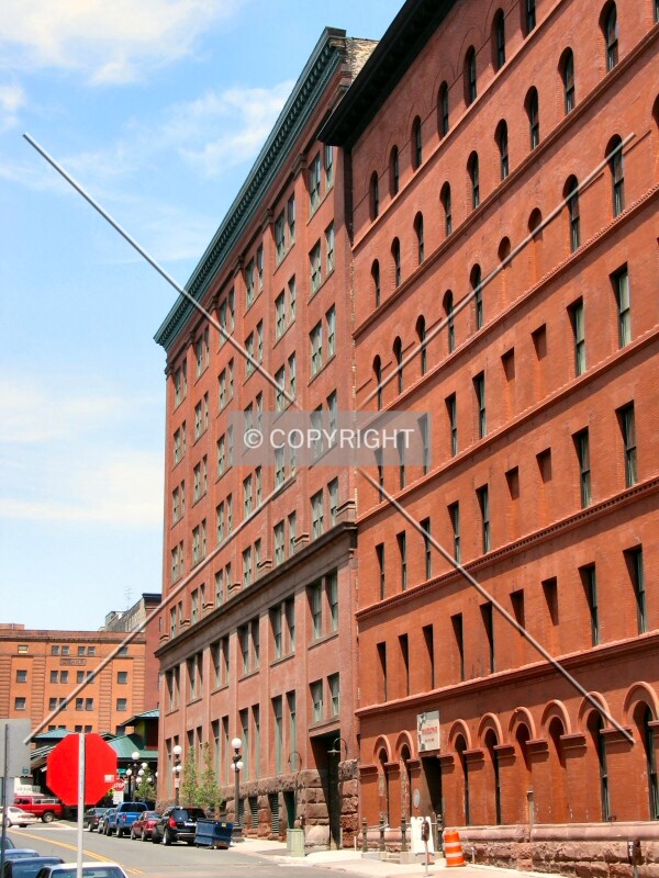 View to the north along Wall Street, Great Northern Lofts in the foreground