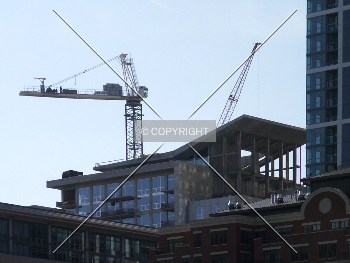 Roofline from the northeast with the crane being dismantled