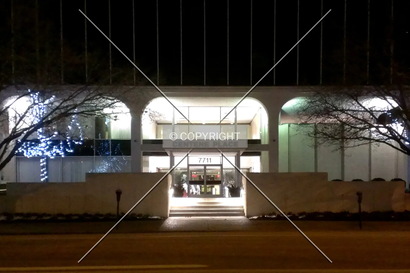 Southern entrance at night
