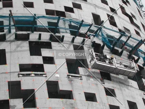Close view of the facade works on March 25