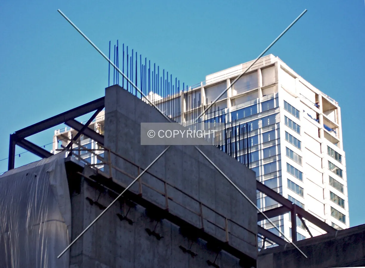 Concrete shear wall and rebar near the historic electrical substation