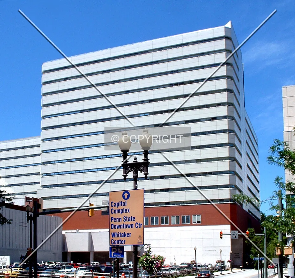 Vintage view from the east across the site of the Harrisburg University Academic Center