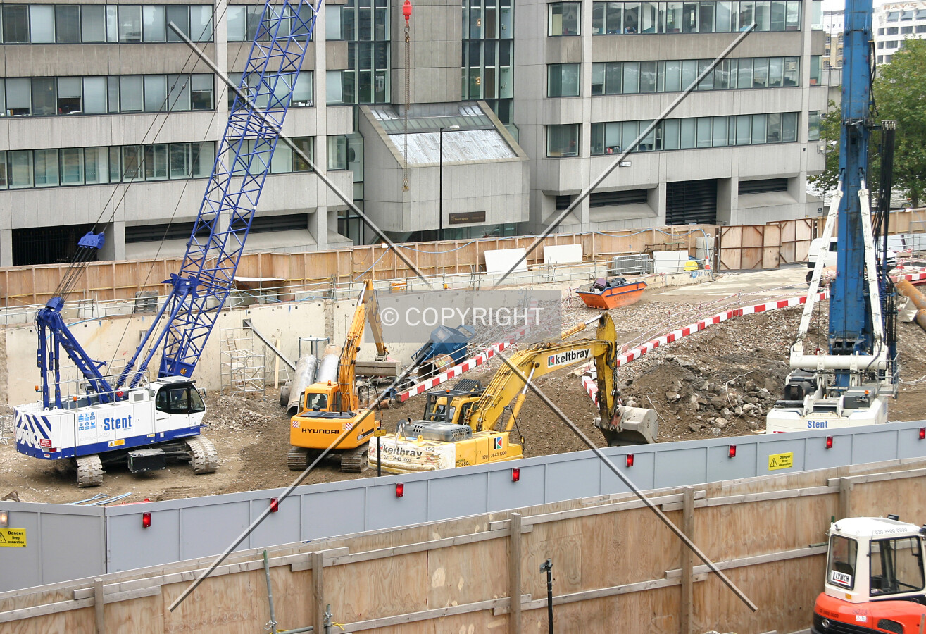 Elevated view into the site
