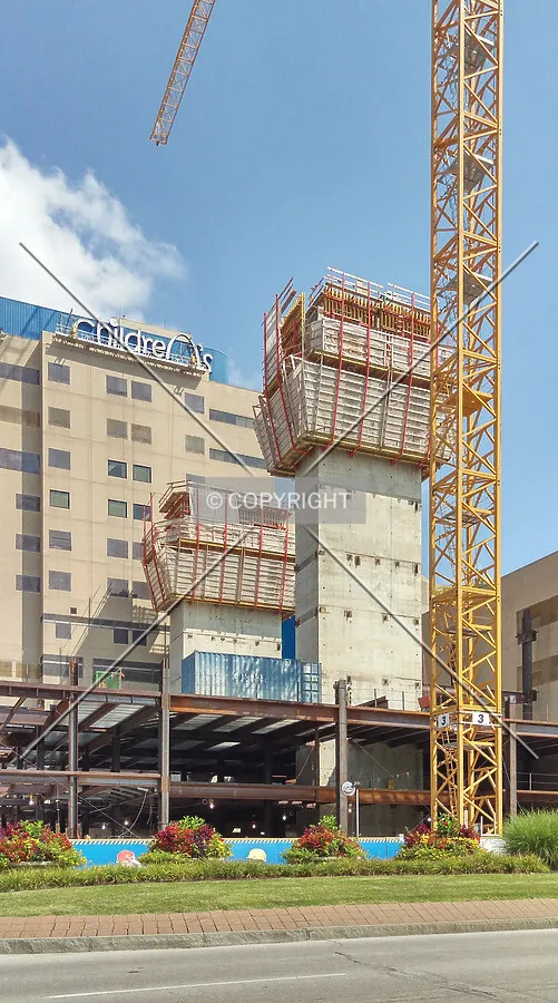 View from the northwest during construction; August 15, 2015
